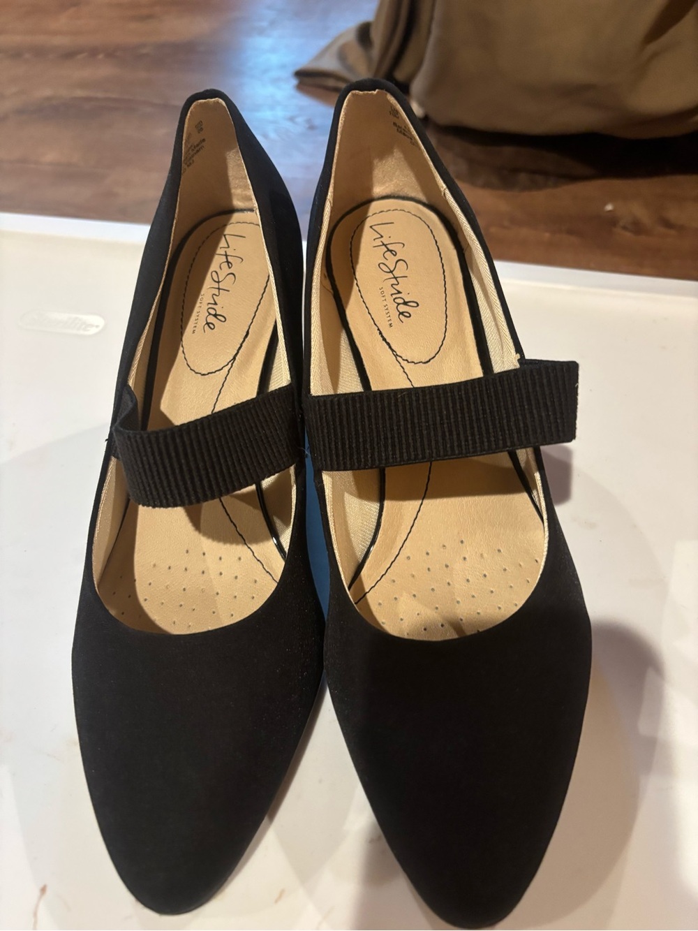 Life Stride Black Mary Jane Flats with Elastic Strap